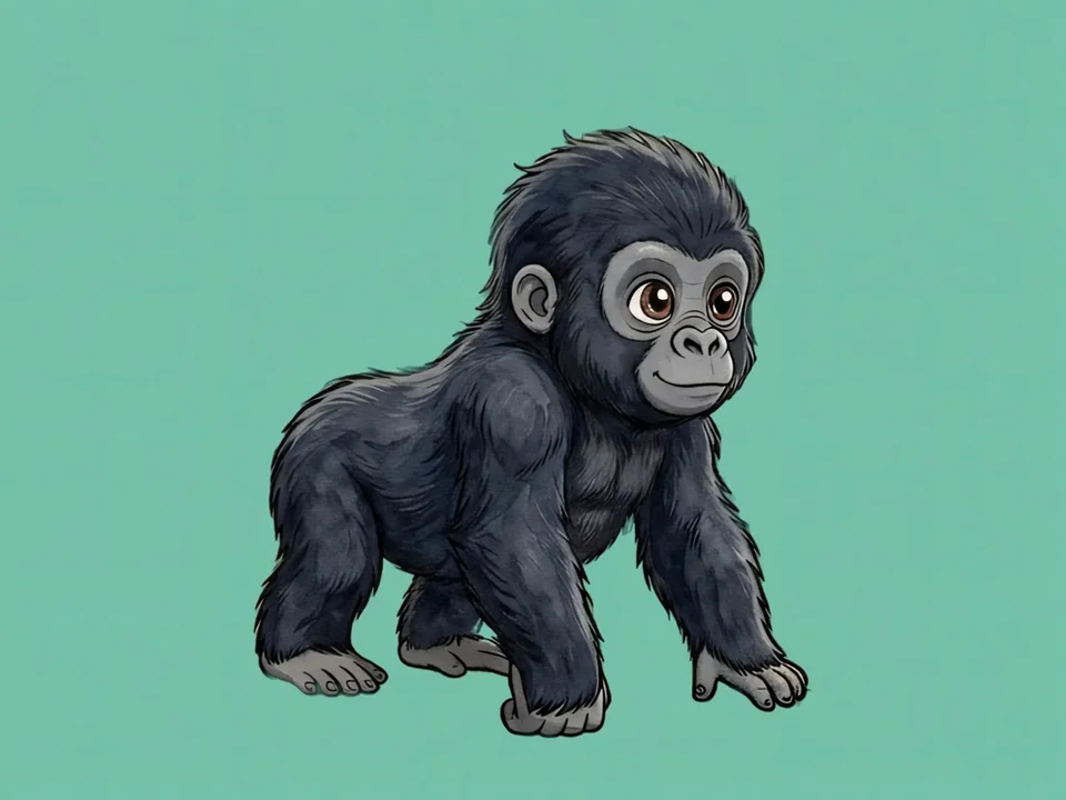 Gorgus, a baby gorilla, on all fours